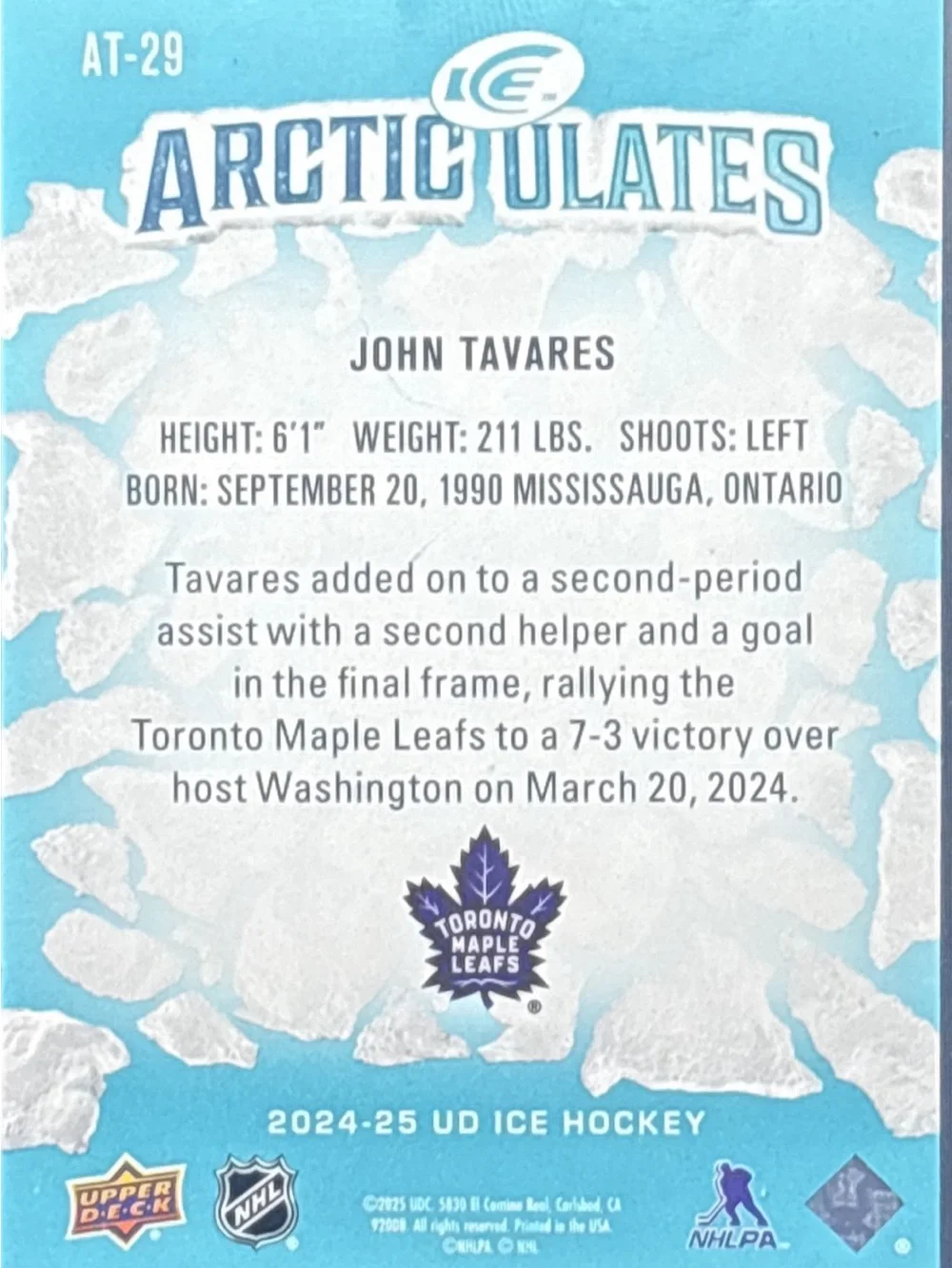 Upper Deck Arctic Ulates John Tavares Hockey Trading Card